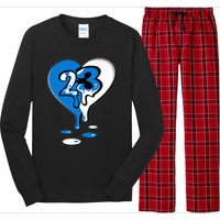 23 Drip Heart Military Blue 4s Matching Long Sleeve Pajama Set