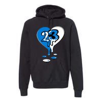 23 Drip Heart Military Blue 4s Matching Premium Hoodie