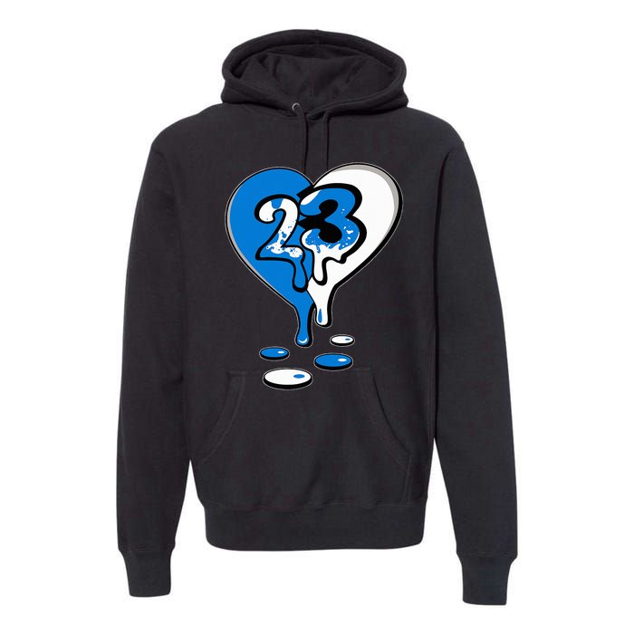 23 Drip Heart Military Blue 4s Matching Premium Hoodie