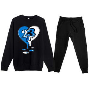 23 Drip Heart Military Blue 4s Matching Premium Crewneck Sweatsuit Set