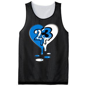 23 Drip Heart Military Blue 4s Matching Mesh Reversible Basketball Jersey Tank