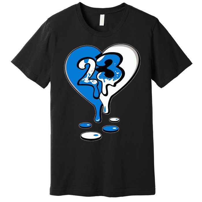 23 Drip Heart Military Blue 4s Matching Premium T-Shirt