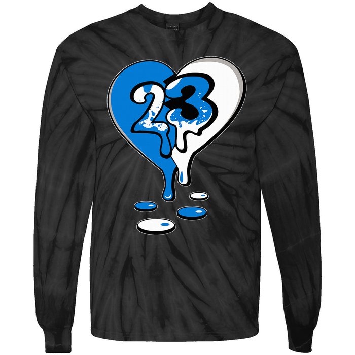 23 Drip Heart Military Blue 4s Matching Tie-Dye Long Sleeve Shirt