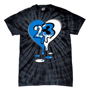 23 Drip Heart Military Blue 4s Matching Tie-Dye T-Shirt