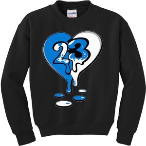 23 Drip Heart Military Blue 4s Matching Kids Sweatshirt