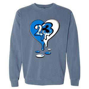 23 Drip Heart Military Blue 4s Matching Garment-Dyed Sweatshirt