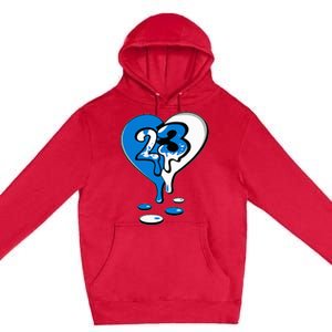 23 Drip Heart Military Blue 4s Matching Premium Pullover Hoodie