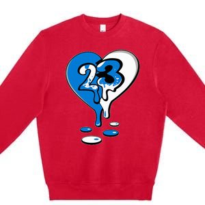 23 Drip Heart Military Blue 4s Matching Premium Crewneck Sweatshirt