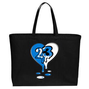 23 Drip Heart Military Blue 4s Matching Cotton Canvas Jumbo Tote