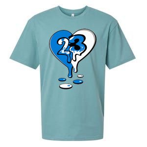 23 Drip Heart Military Blue 4s Matching Sueded Cloud Jersey T-Shirt