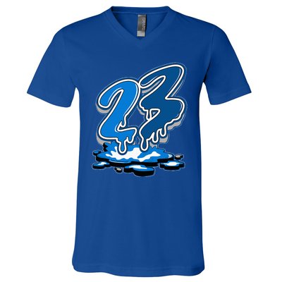 23 Drip Military Blue 4s Matching V-Neck T-Shirt