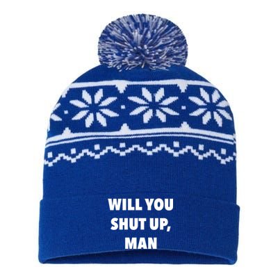 2020 Debate Quotes Will You Shut Up Bidenharris Funny Gift USA-Made Snowflake Beanie