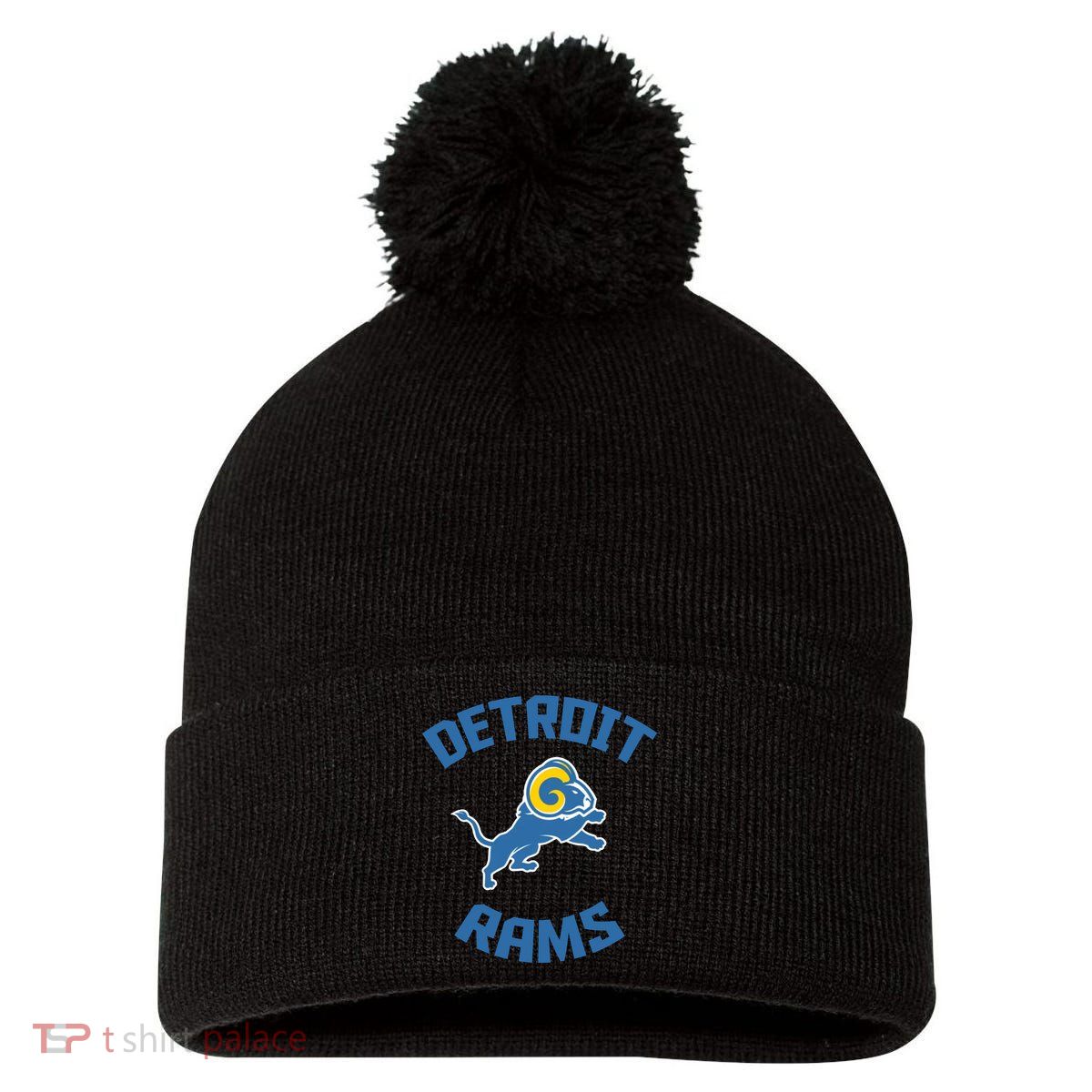 2022 Detroit Rams Football Champs Pom Pom 12in Knit Beanie