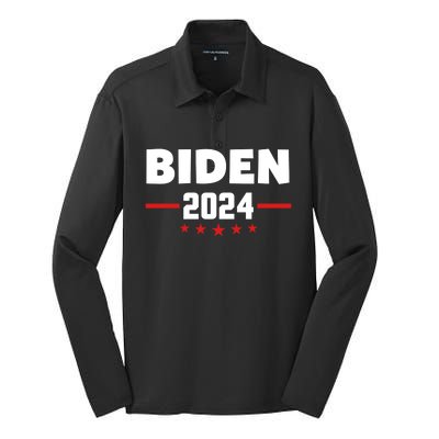 2024 Democrat Reelect Joe Biden Kamala Harris Silk Touch Performance Long Sleeve Polo