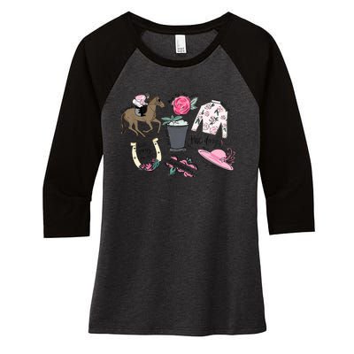 2024 Derby Vibes Horse Racing Horse Race Horse Lover Women's Tri-Blend 3/4-Sleeve Raglan Shirt