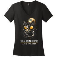 2024 Eclipse  8 April 2024 Eclipse Women's V-Neck T-Shirt