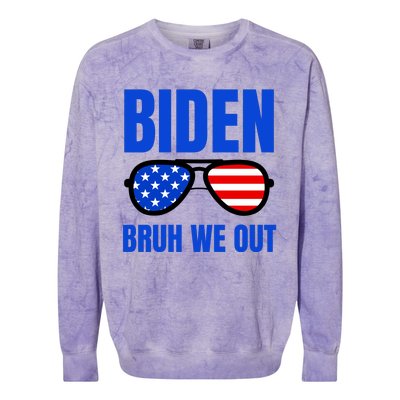 2024 Election Biden 2024 Bruh We Out Funny Joe Biden Colorblast Crewneck Sweatshirt