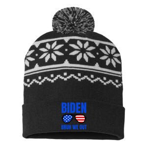 2024 Election Biden 2024 Bruh We Out Funny Joe Biden USA-Made Snowflake Beanie