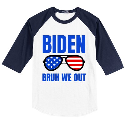 2024 Election Biden 2024 Bruh We Out Funny Joe Biden Baseball Sleeve Shirt