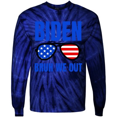 2024 Election Biden 2024 Bruh We Out Funny Joe Biden Tie-Dye Long Sleeve Shirt