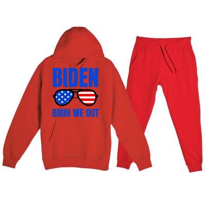 2024 Election Biden 2024 Bruh We Out Funny Joe Biden Premium Hooded Sweatsuit Set