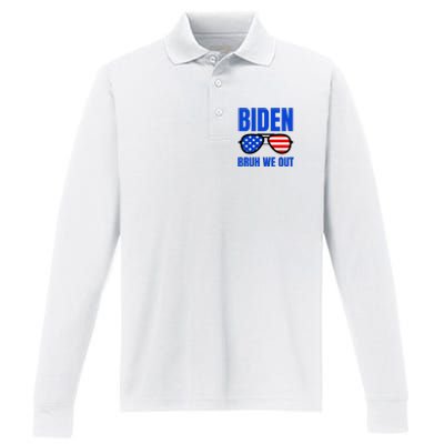 2024 Election Biden 2024 Bruh We Out Funny Joe Biden Performance Long Sleeve Polo