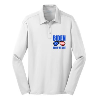 2024 Election Biden 2024 Bruh We Out Funny Joe Biden Silk Touch Performance Long Sleeve Polo