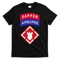 20th Engineer Brigade Patch W Airborne And Sapper Tab T-Shirt