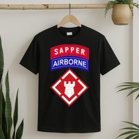 20th Engineer Brigade Patch W Airborne And Sapper Tab T-Shirt