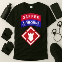 20th Engineer Brigade Patch W Airborne And Sapper Tab T-Shirt