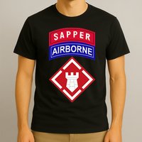 20th Engineer Brigade Patch W Airborne And Sapper Tab T-Shirt