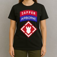 20th Engineer Brigade Patch W Airborne And Sapper Tab T-Shirt