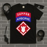 20th Engineer Brigade Patch W Airborne And Sapper Tab T-Shirt
