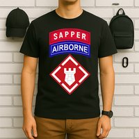 20th Engineer Brigade Patch W Airborne And Sapper Tab T-Shirt