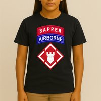 20th Engineer Brigade Patch W Airborne And Sapper Tab T-Shirt