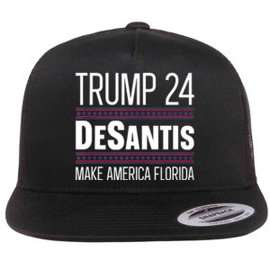 2024 Election Desantis Trump Make America Florida Flat Bill Trucker Hat