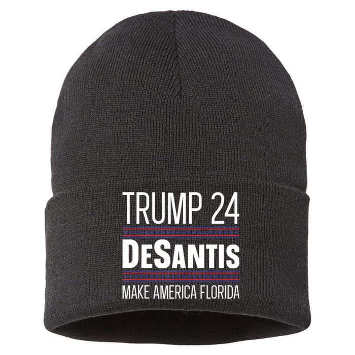 2024 Election Desantis Trump Make America Florida Sustainable Knit Beanie