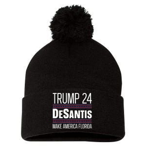 2024 Election Desantis Trump Make America Florida Pom Pom 12in Knit Beanie