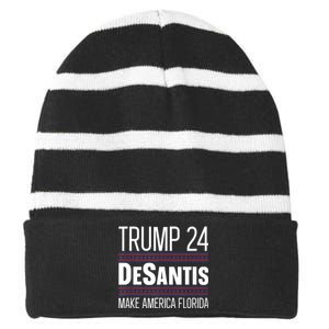 2024 Election Desantis Trump Make America Florida Striped Beanie with Solid Band