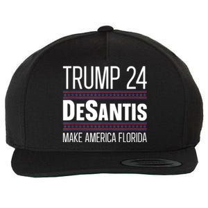 2024 Election Desantis Trump Make America Florida Wool Snapback Cap