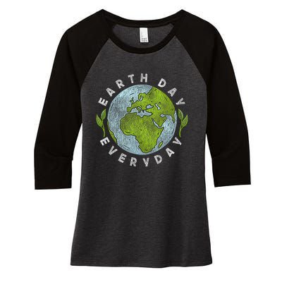 2024 Earth Day Every Day Planet 54 Anniversary Women's Tri-Blend 3/4-Sleeve Raglan Shirt