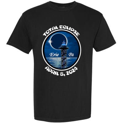 2024 Eclipse Erie Pa Tower Lake Ere April Path Of Totality Garment-Dyed Heavyweight T-Shirt