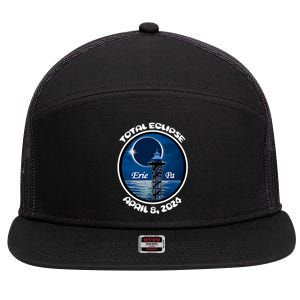 2024 Eclipse Erie Pa Tower Lake Ere April Path Of Totality 7 Panel Mesh Trucker Snapback Hat