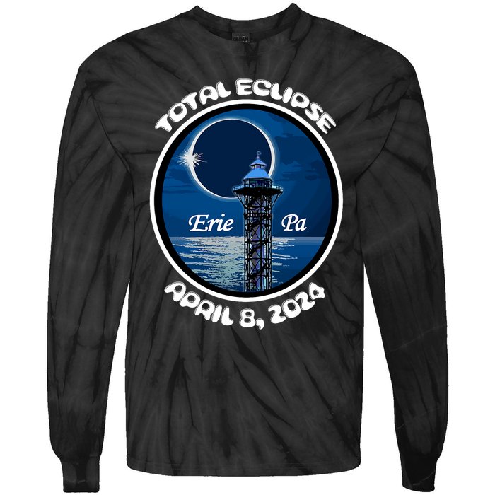 2024 Eclipse Erie Pa Tower Lake Ere April Path Of Totality Tie-Dye Long Sleeve Shirt