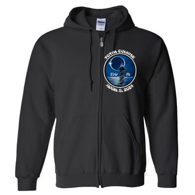 2024 Eclipse Erie Pa Tower Lake Ere April Path Of Totality Full Zip Hoodie