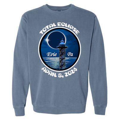 2024 Eclipse Erie Pa Tower Lake Ere April Path Of Totality Garment-Dyed Sweatshirt