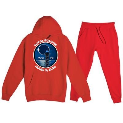 2024 Eclipse Erie Pa Tower Lake Ere April Path Of Totality Premium Hooded Sweatsuit Set