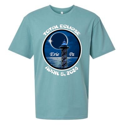 2024 Eclipse Erie Pa Tower Lake Ere April Path Of Totality Sueded Cloud Jersey T-Shirt