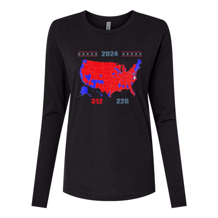 2024 Electoral Map Trump 312 Red 2024 Election Results Map Womens Cotton Relaxed Long Sleeve T-Shirt