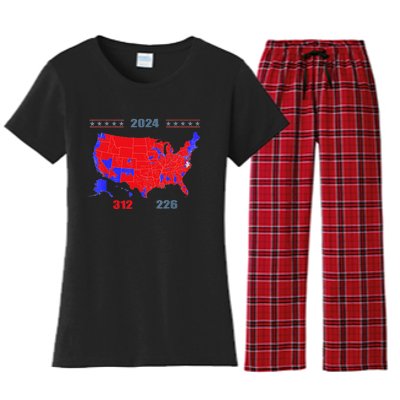 2024 Electoral Map Trump 312 Red 2024 Election Results Map Women's Flannel Pajama Set